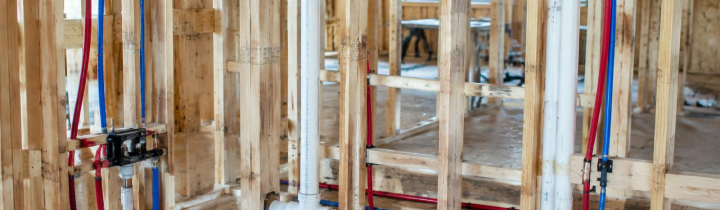 Rough-in plumbing in open framing for new construction